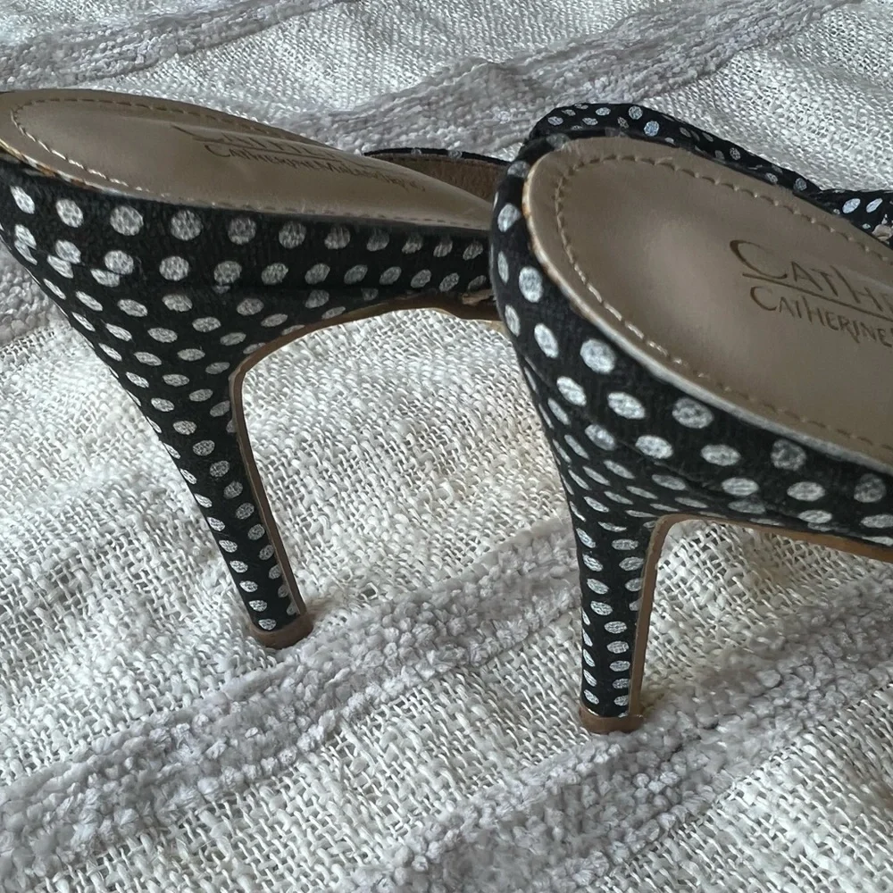 Catherine Malandrindo black and white polka dot sandals. - Picture 5 of 7